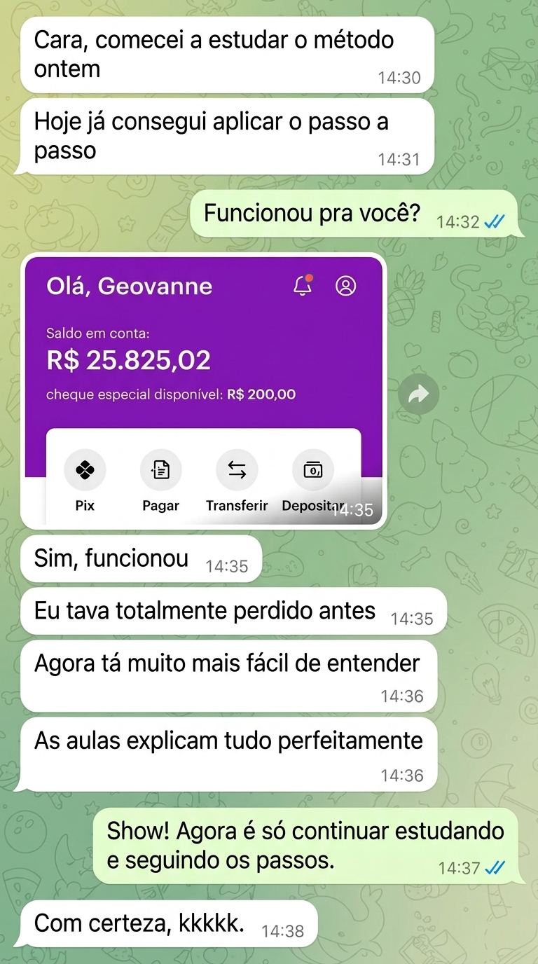 Depoimento de aluno que aplicou o passo a passo do método