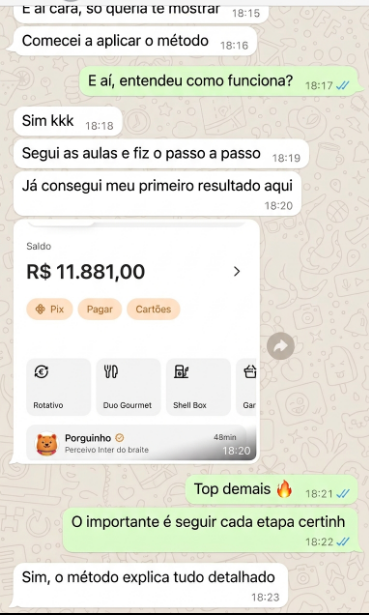 Depoimento de aluno com primeiro resultado aplicando o método